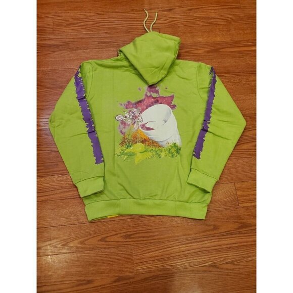 That's A Awful Lot of Cough Syrup Hoodie Men's Size M Neon Green Moto Desto Dubb - Picture 6 of 9
